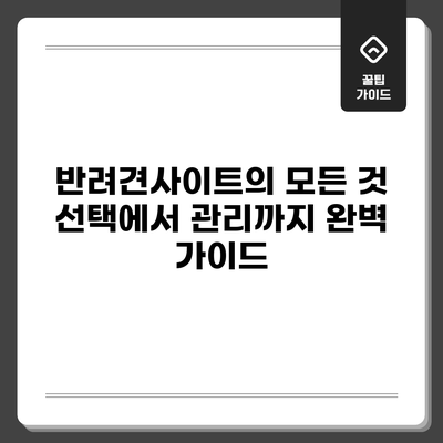 반려견사이트의 모든 것: 선택에서 관리까지 완벽 가이드